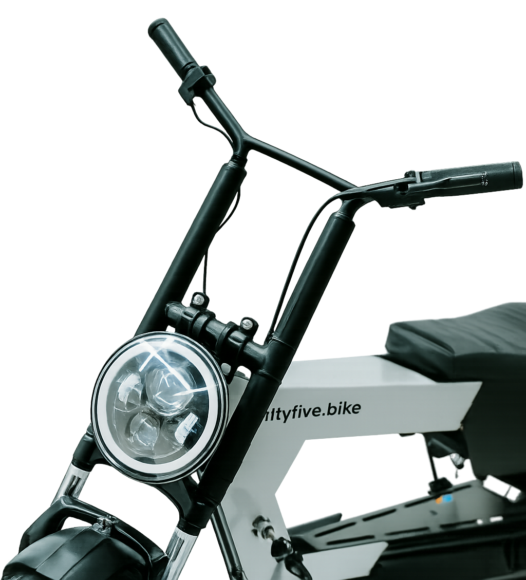 45.Bike handlebar and headlight detail — 4130 Chromoly Steel frame